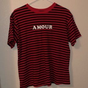 black and red striped shirt